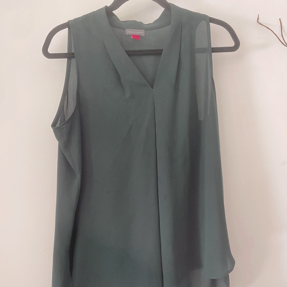 Vince Camuto Sleeveless Blouse in Deep Forest Green